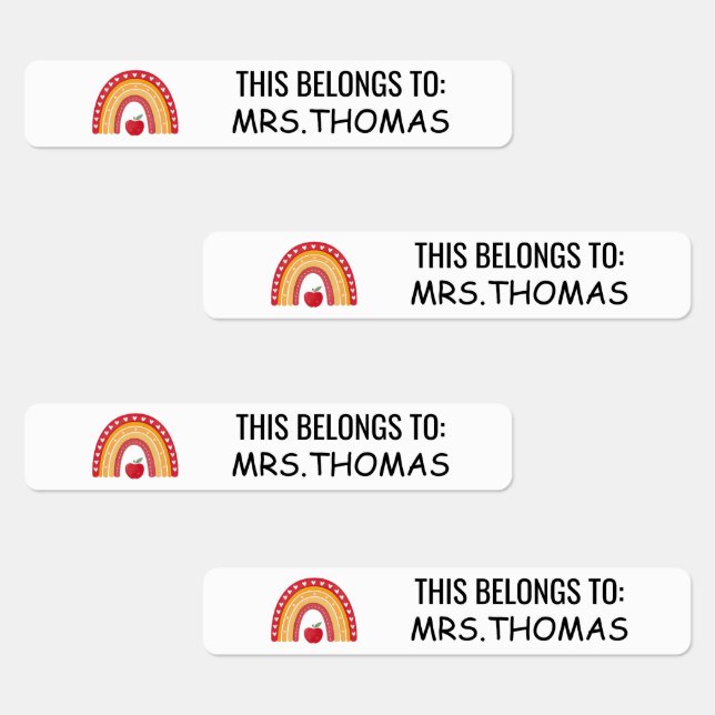 Teacher Name Labels – Personalized Rainbow Design (Group)