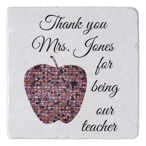 Teacher Name Mosaic Red Apple Classroom Thank You Trivet