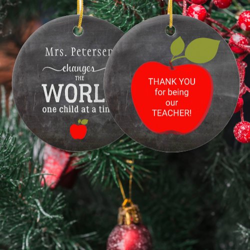 Teacher name personalized quote blackboard  ceramic ornament