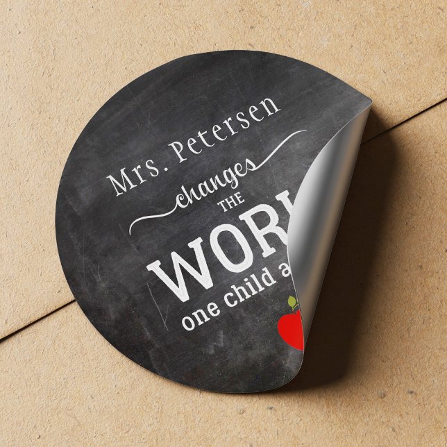 Teacher name personalized quote blackboard classic round sticker (Creator Uploaded)