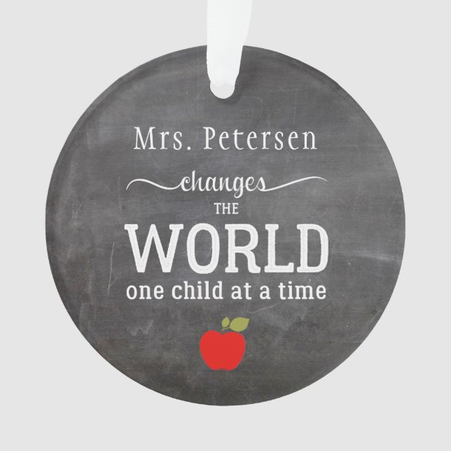 Teacher name personalized quote blackboard ornament (Front)