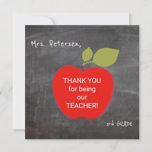Teacher name  Red apple blackboard thank you