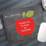 Teacher name | Red apple blackboard thank you Mouse Pad<br><div class="desc">A big red apple and your custom text inside on a school chalkboard background. Personalize this mousepad with your teacher's name and grade! It could be a thoughtful and cute thank you gift for your teacher on appreciation day,  on your graduation day or when going back to school.</div>