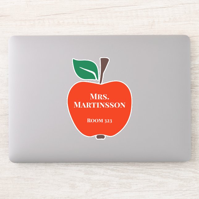 Teacher Name Room Number Red Green Apple Sticker (Computer)