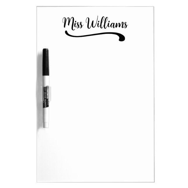 Teacher Name Simple Minimalistic Whiteboard (Front)