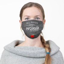 Teacher name typography script quote chalkboard adult cloth face mask