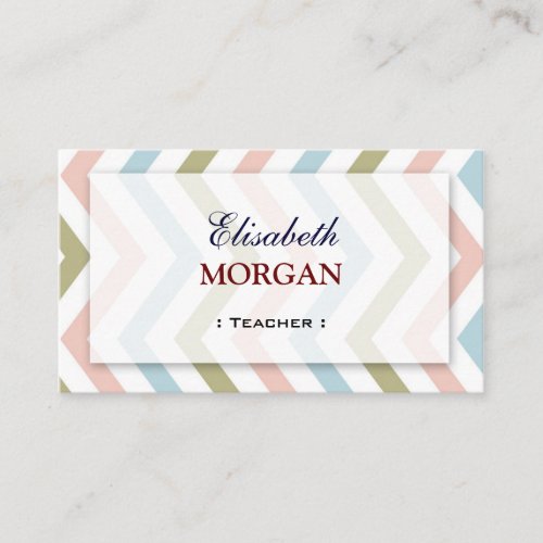 Teacher - Natural Graceful Chevron Business Card Template