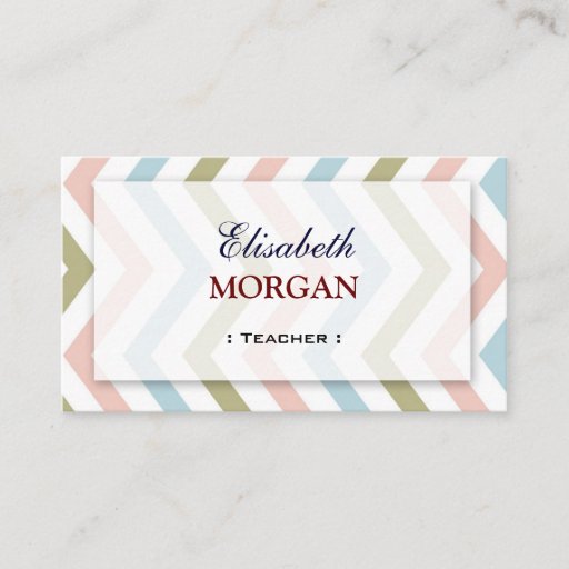 Customizable Teacher - Natural Graceful Chevron Business Card Template