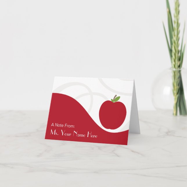 Teacher Note Card - Red Apple (Front)