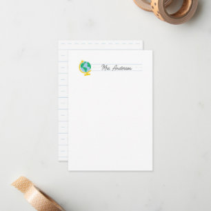 Teacher Note Cards Stationery Cute Globe History