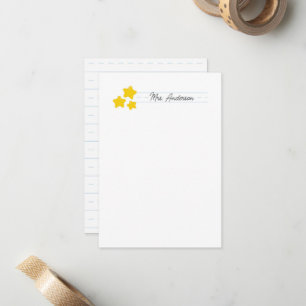 Teacher Note Cards Stationery Cute Gold Stars
