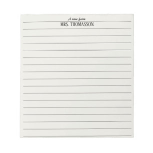 Teacher Notepad lined paper with "a note from"