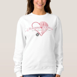 Teacher Nurse Heart Brain Line Art Sweatshirt