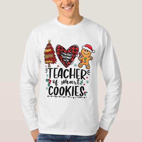 Teacher of Smart Cookies Funny Christmas Buffalo P T_Shirt