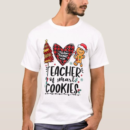 Teacher of Smart Cookies Funny Christmas Buffalo P T_Shirt