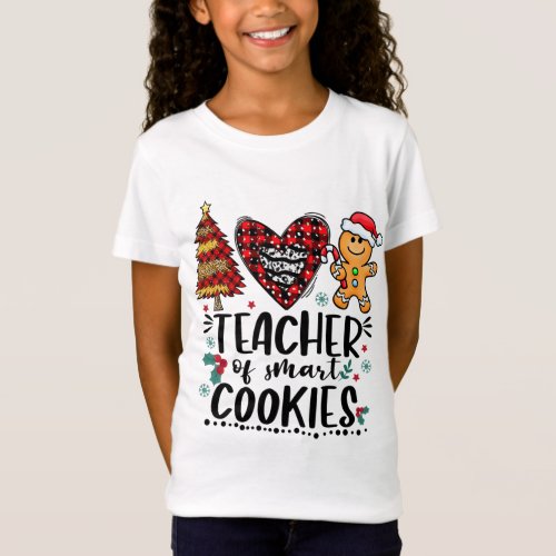 Teacher of Smart Cookies Funny Christmas Buffalo P T_Shirt