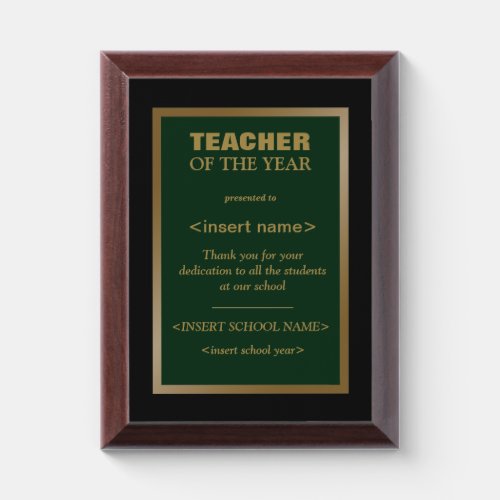 Teacher of the Year Award Plaque