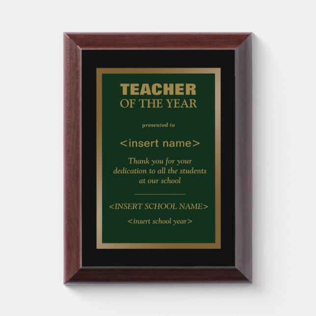 Teacher of the Year Award Plaque (Vertical)