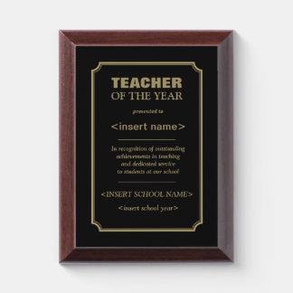 Teacher of the Year Award Plaque