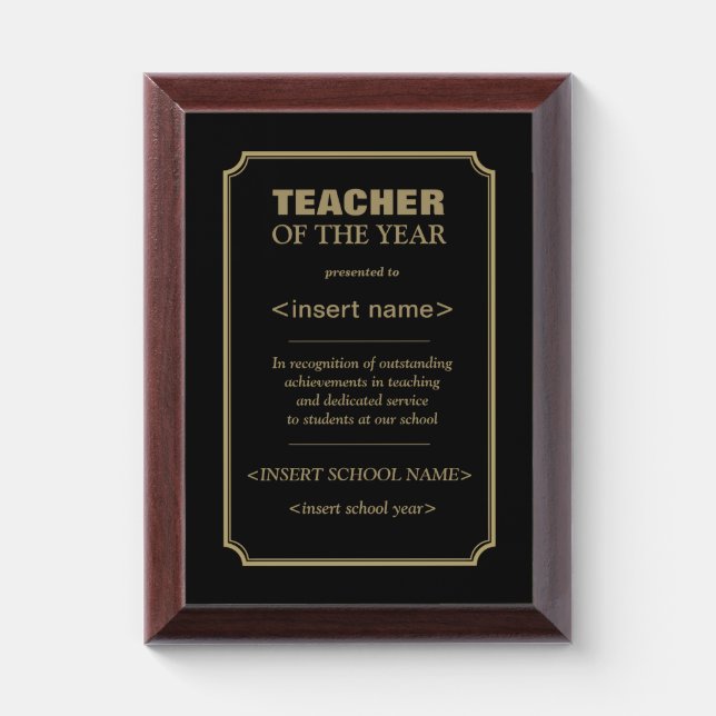 Teacher of the Year Award Plaque (Vertical)