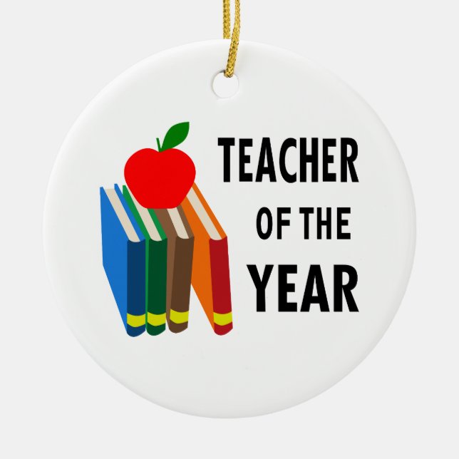 teacher of the year ceramic ornament (Front)