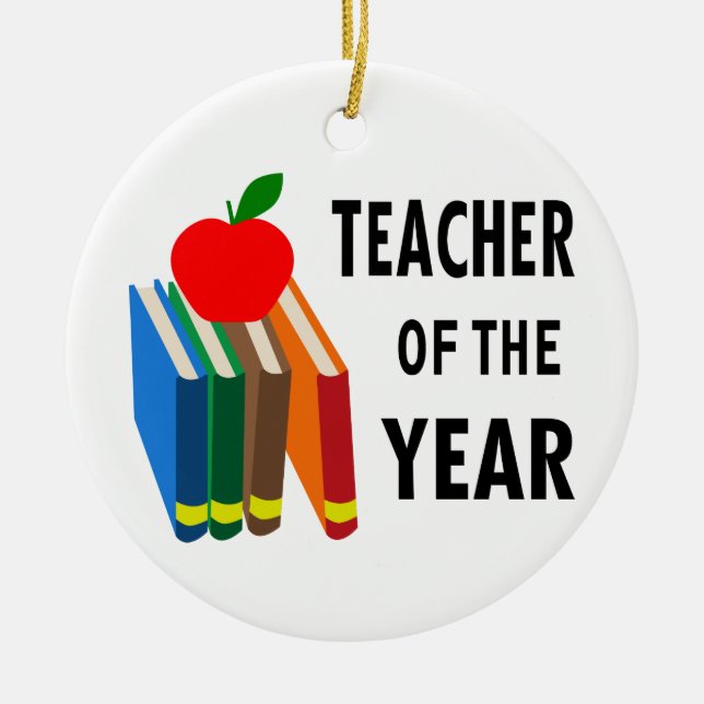 Teacher of the Year Ceramic Ornament (Front)