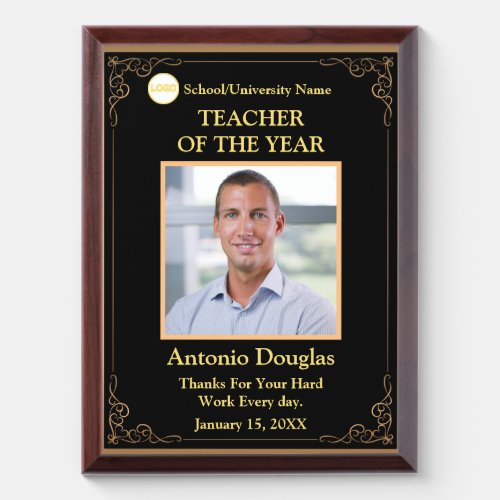 Teacher of the Year custom Photo  Golden frames Award Plaque