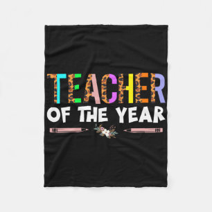 Teacher Of The Year Party Gift Teacher Appreciatio Fleece Blanket