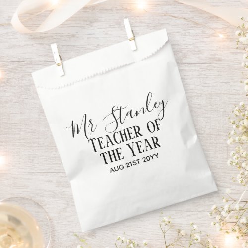 Teacher of the Year Personalized Modern Text Gift Favor Bag