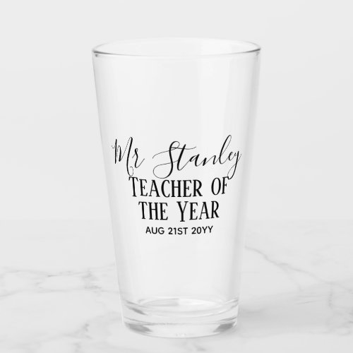 Teacher of the Year Personalized Modern Text Gift Glass