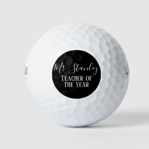 Teacher of the Year Personalized Modern Text Gift Golf Balls