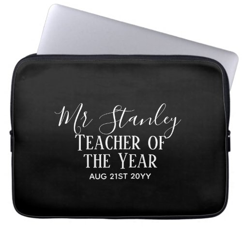 Teacher of the Year Personalized Modern Text Gift Laptop Sleeve