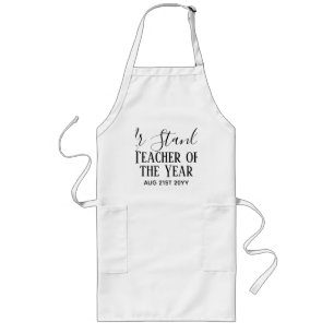 Teacher of the Year Personalized Modern Text Gift Long Apron