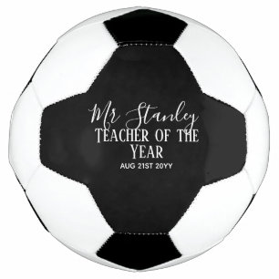 Teacher of the Year Personalized Modern Text Gift Soccer Ball