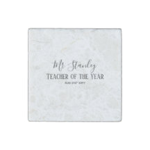 Teacher of the Year Personalized Modern Text Gift