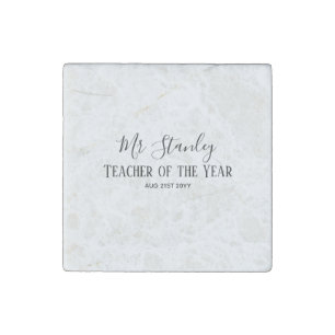 Teacher of the Year Personalized Modern Text Gift Stone Magnet