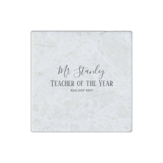 Teacher of the Year Personalized Modern Text Gift Stone Magnet