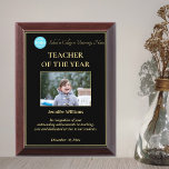 Teacher of the Year Personalized Photo Logo Gold Award Plaque<br><div class="desc">Create your own custom, personalized, elegant, professional, high quality, glossy finish, black and faux gold, cherry wood colored MDF frame, school / college / university teacher / professor / lecturer / business office corporate employee team recognition / appreciation, photo name logo award plaque. To personalize, enter the name of the...</div>