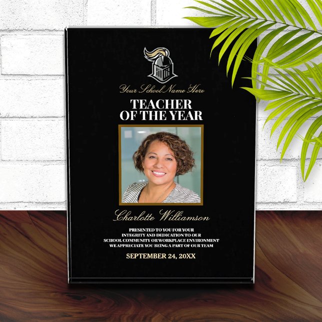 Teacher of the Year Photo and Logo Template  Acrylic Award (Creator Uploaded)