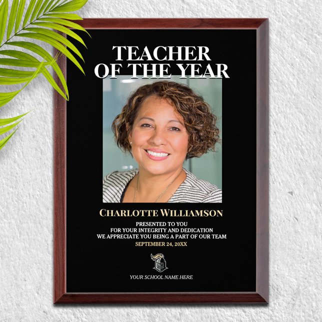 Teacher of the Year Photo and Logo Template  Award Plaque (Creator Uploaded)