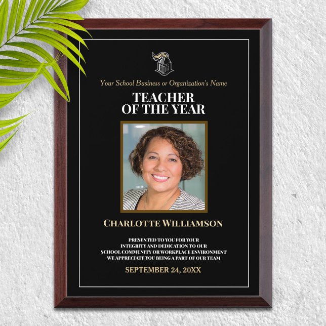 Teacher of the Year Photo and Logo Template  Award Plaque (Creator Uploaded)