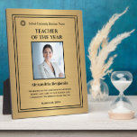 Teacher of the Year Photo Gold Award Personalize   Plaque<br><div class="desc">Teacher of the Year Photo Logo Gold Personalize Award Plaque to recognize that special teacher, other employees at your school, company, hospital or organization. This recognition awards can be used for your awards event. Personalize and replace with your information, logo and photograph. Great to use for those Award ceremonies, just...</div>