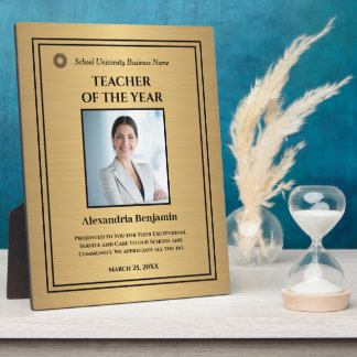 Teacher of the Year Photo Gold Award Personalize Plaque