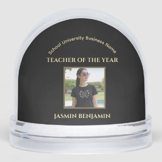 Teacher of the Year Photo Logo Gold Business Snow Globe