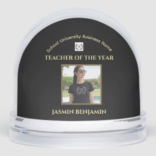 Teacher of the Year Photo Logo Gold Business Snow Globe