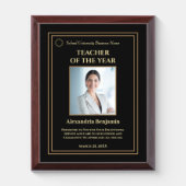 Teacher of the Year Photo Logo Gold Personalize   Award Plaque (Vertical)