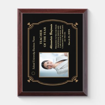 Teacher of the Year Photo Logo Gold Personalize Award Plaque | Zazzle