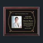 Teacher of the Year Photo Logo Gold Personalize Award Plaque<br><div class="desc">Teacher of the Year Photo Logo Gold Personalize Award Plaque to recognize that special teacher, other employees at your school, company, hospital or organization. This recognition awards can be used for your awards event. Personalize and replace with your information, logo and photograph. Great to use for those Award ceremonies, just...</div>