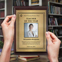 Teacher of the Year Photo Logo Gold Personalize  