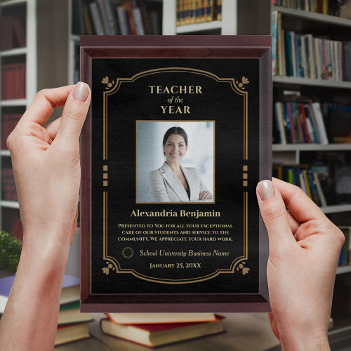 Teacher of the Year Photo Logo Gold Personalize  